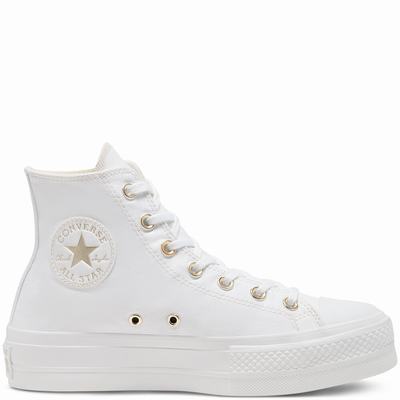 Női Converse Elevated Gold Platform Chuck Taylor All Star Magasszárú Cipő CO4192057 Fehér/Arany